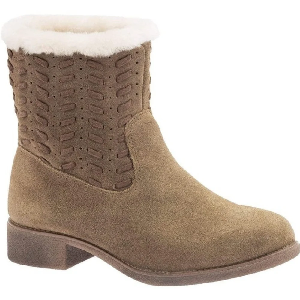 ABEO Pro Women's Bristol Sheepskin Lined Suede Boot in Tan Size 10